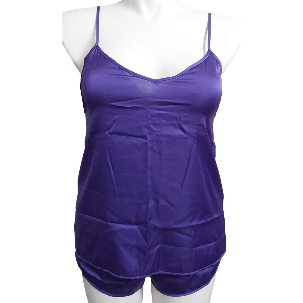*NWT* Women's Yimanie Large Purple Satin 2 Piece Pajama Short Cami Set #14y16
